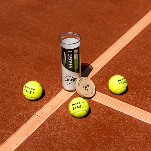 DUNLOP Tennisball Stage 1 Grün - für Kinder und Anfänger auf dem Großfeld (3 Bälle)