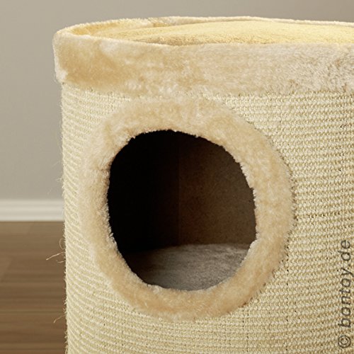 Bontoy Kratztonne Buddy in Creme I 36 cm x 55 cm I mit weichem Liegebett I Zwei Höhlen