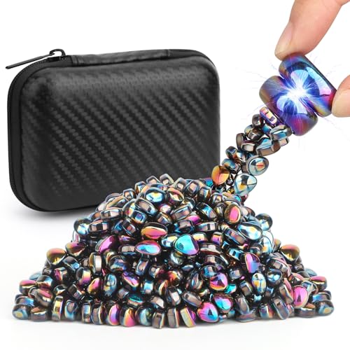 Image of Dilabnba 550PCS Magnet Ferrite Putty Fidget Toy with 2PCS Large Magnet Rocks for Adults, Sensory Magnetic Ferrite Putty Stones Eggs Office Desk Toys Time-Killer for Men Women (Rainbow)