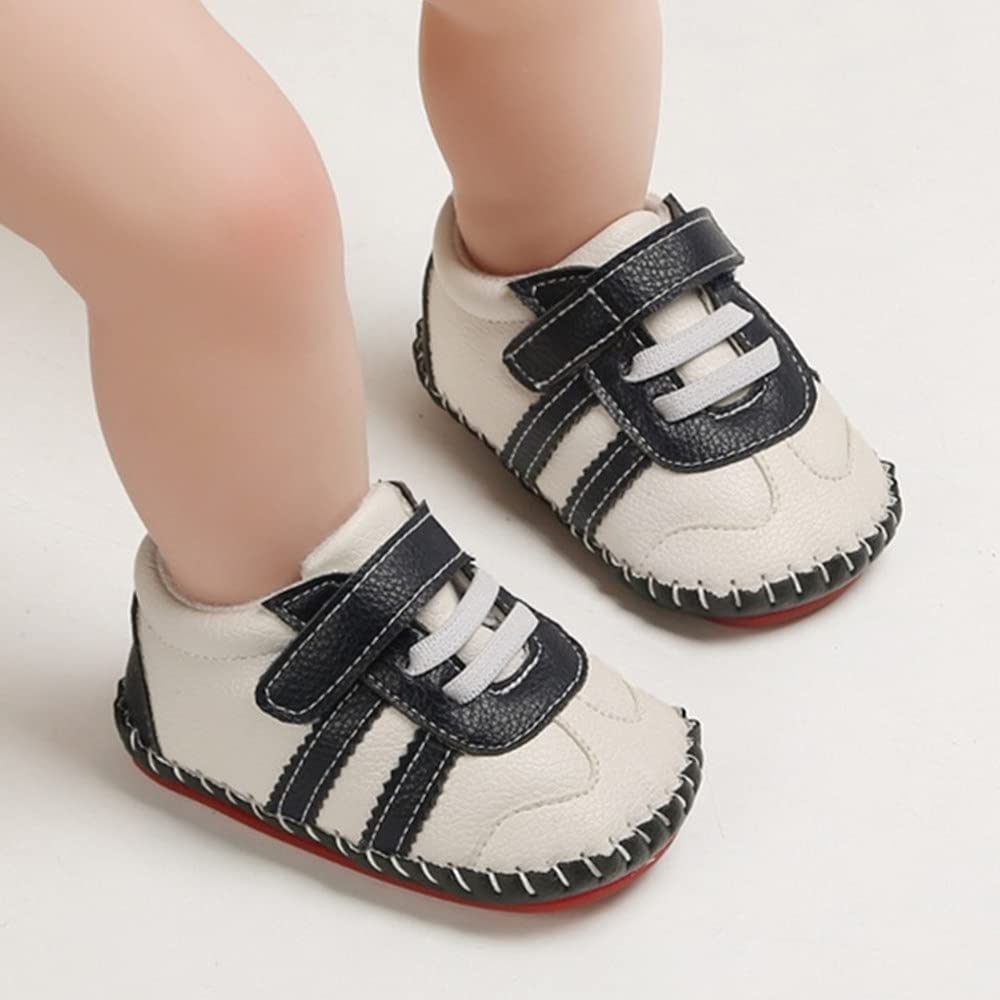 HsdsBebe Baby Boys Girls Pu Leather Hard Bottom Walking Sneakers Toddler Rubber Sole First Walkers Infant Cartoon Slippers Crib Shoes