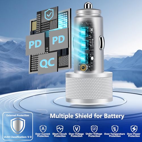 Image of USB C Car Charger, Rombica 2Pack 3Port 67W Dual USB-C&USB-A Car Power Cigarette Lighter USB Charger 3 in 1 PD /QC Type C Car Charger Fast Charge for iPhone 17 17 Pro 16 15 14 13 12 /Galaxy S26 S25 /Pixel