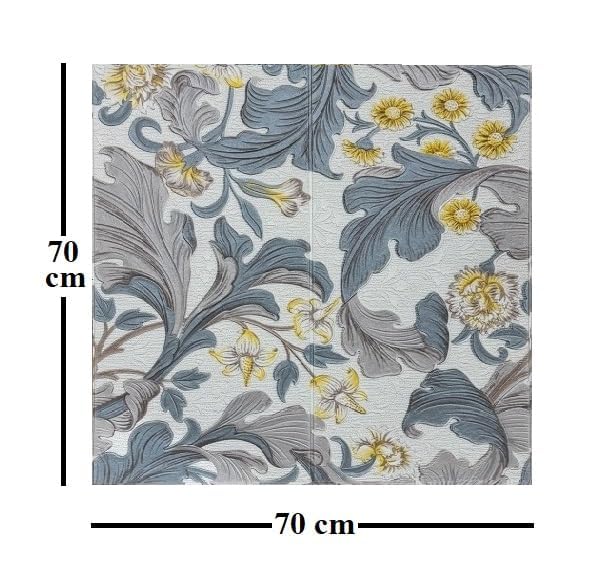 Odzeni Vintage Floral 3D Foam Wallpaper, Grey Gold Grey Gold Flower - Image 4