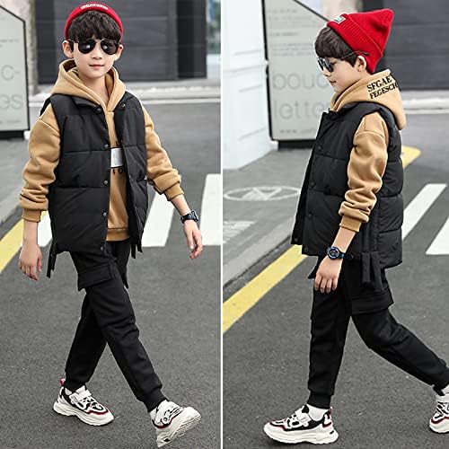amropi Boy's Hoodie Tracksuit Set Pullover Sweatshirt Vest Top Jogging Pants 3 Pieces Sweatsuit for Age 3-12 Years 6