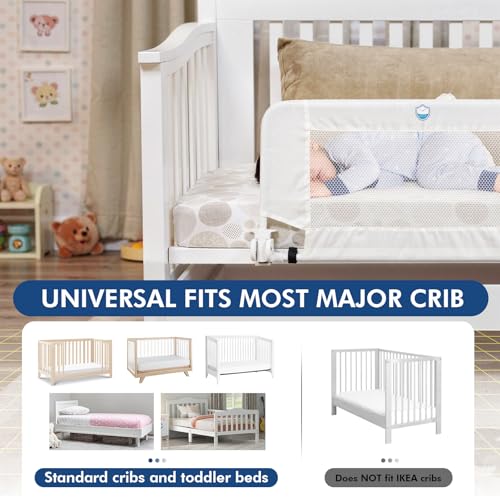 Image of Salcod 33inch Universal Swing Down Crib Rail Guard, Convertible Crib Bed Rail for Toddlers, with Reinforced Wing Nut Safety System, Compatible with All Major Brand of Crib