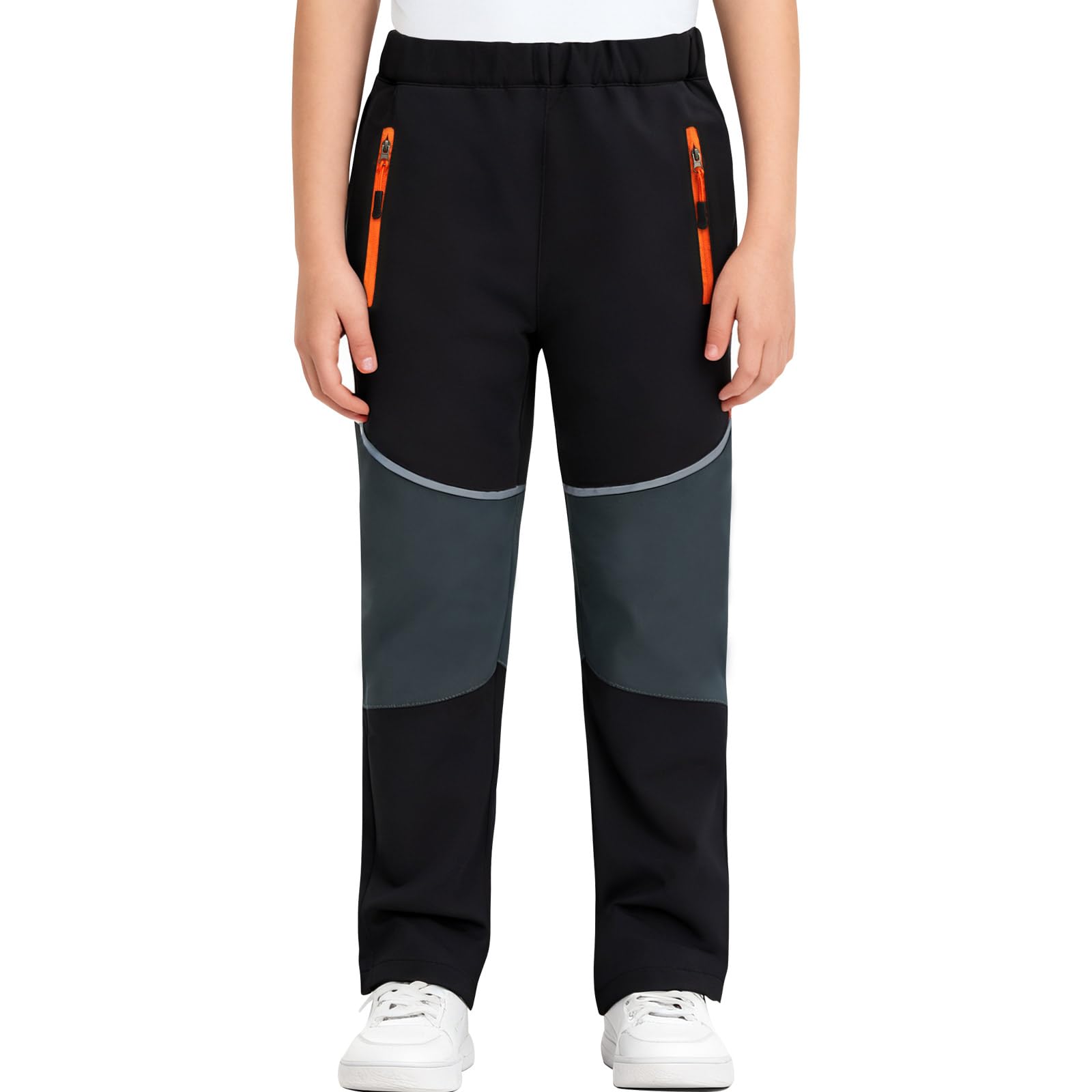 Hill & Sea Pantalon de ski pour enfant - Imperméable - En softshell - Taille élastique - Doublure polaire - Chaud