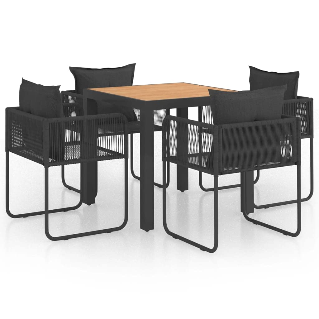 Gartenmöbel Set Gartenlounge Outdoor 5-TLG. Garten-Essgruppe PVC Rattan Schwarz und Braun
