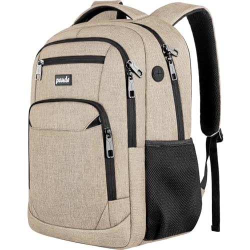 Image of Paude Backpack School,Backpack Laptop Bookbag for Teens 17.3 Inch College Backpack for University Business Work Travel, Beige
