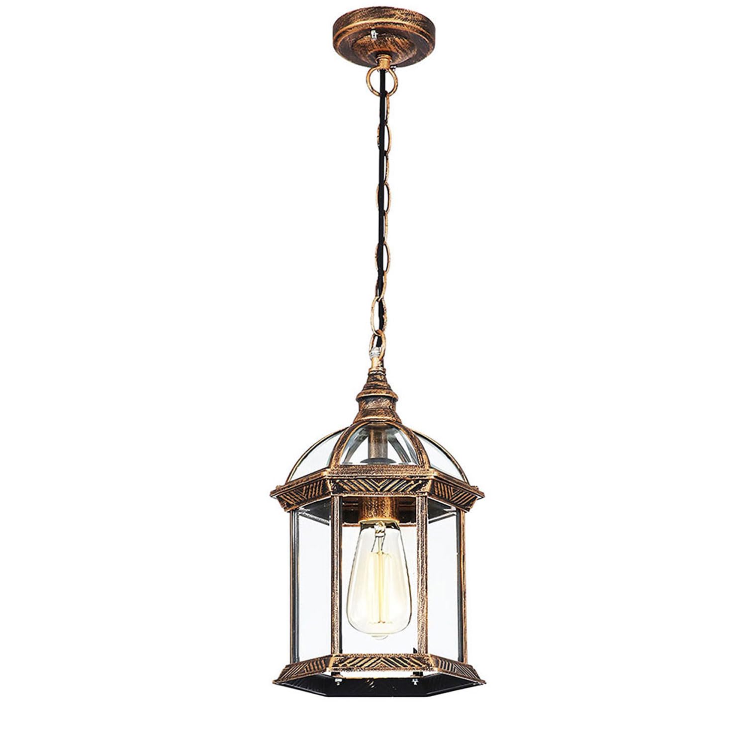 ENTHERONIC IP55 Waterproof Outdoor Pendant Lights Vintage Aluminum Industrial Hanging Lantern Lamp E27 Bronze Farmhouse Ceiling Pendant Light For Porch Corridor Villa Yard Indoor