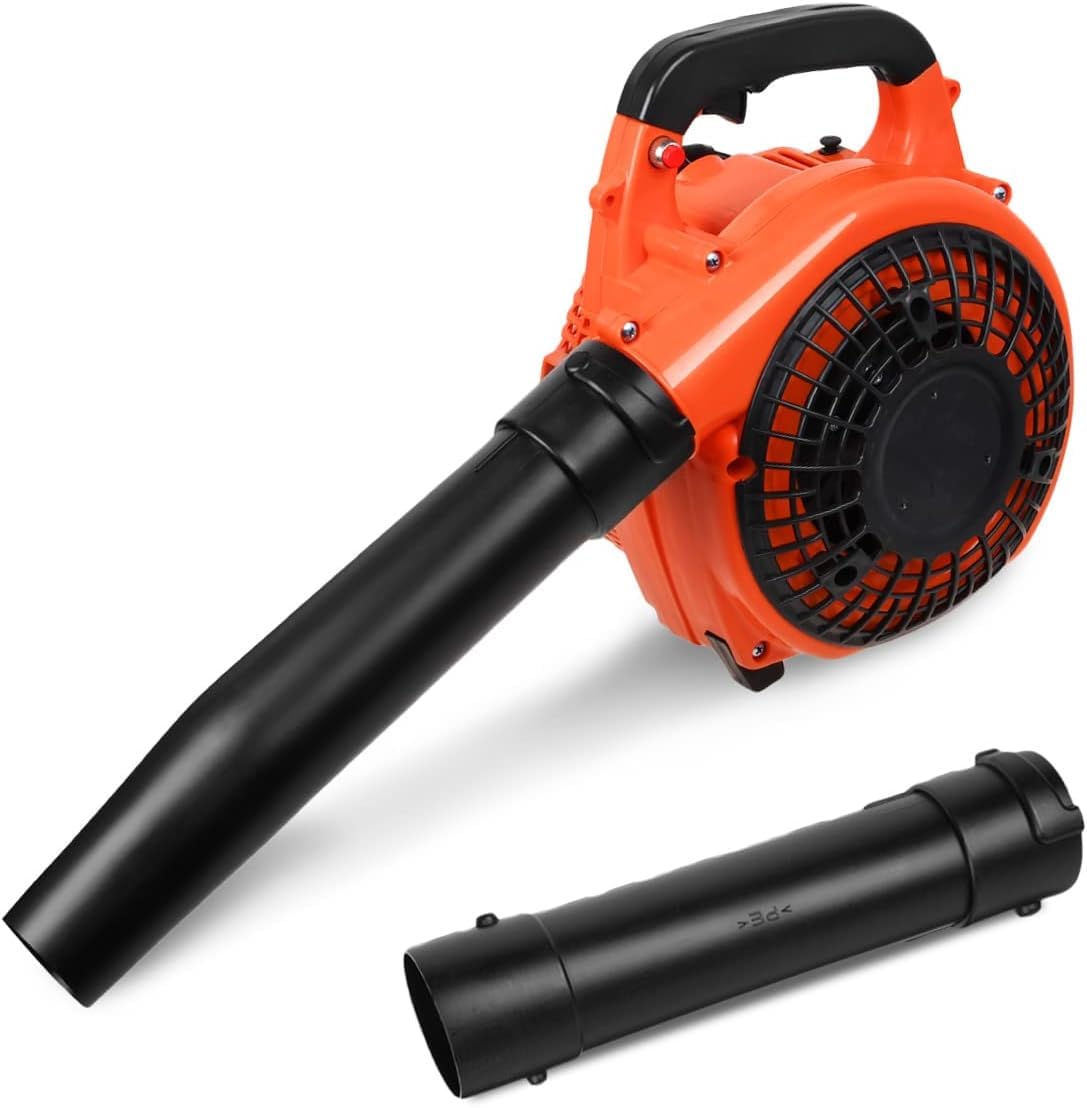 Soffiatore da giardino senza fili a benzina, per neve, erba e soffio, aspiratore potente con motore raffreddato ad aria a 2 tempi da 26 cc, portatile a mano, per soffiare foglie, trucioli di legno