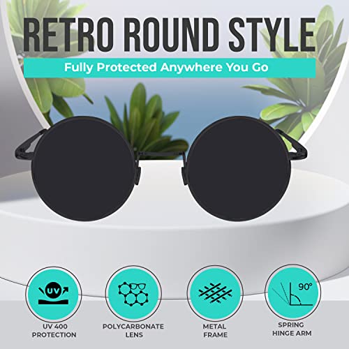 SunnyPro Retro Round Sunglasses Small Colored Lens Hippie Glasses2