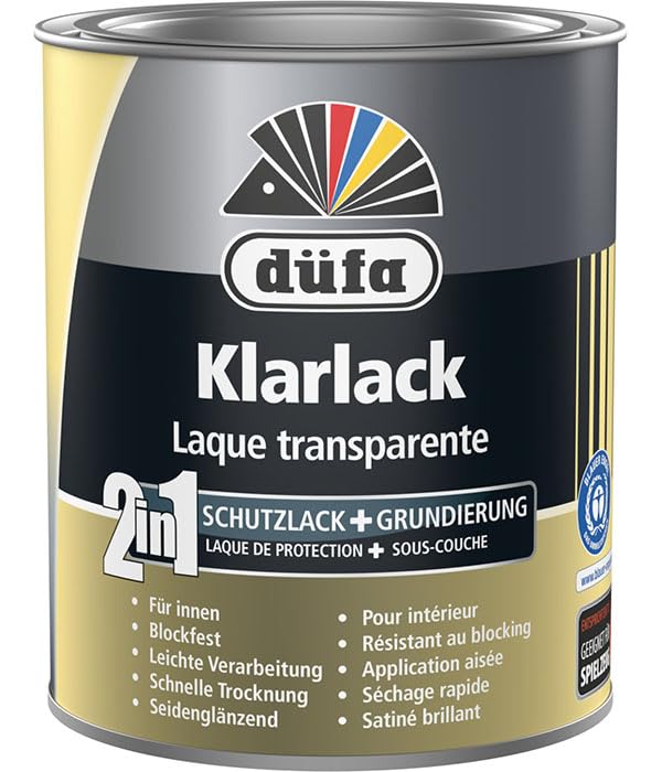 düfa 2in1 Klarlack seidenglänzend 750ml Lack│Schutzlack + Grundierung für den Innenbereich