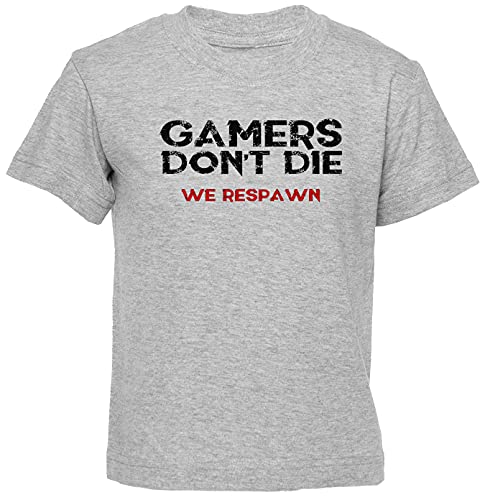 Design superiore Gamers Dont Die We Respawn T-Shirt Bambino Ragazza Manica Corta Tee Grigio, Grigio, 7 Anni