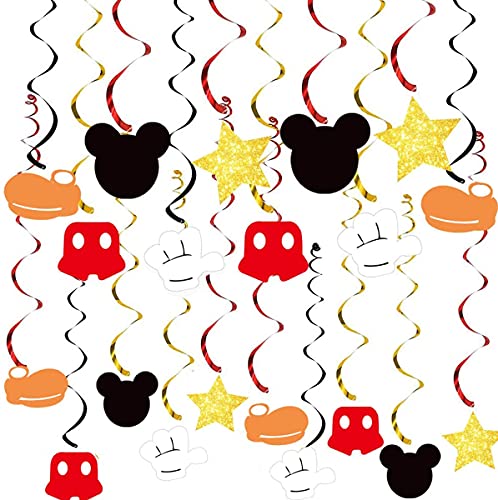 30 Pcs Mic-key Hanging Swirls Decorations, Mic-key Hanging Swirls for Baby Shower Mic-key Theme Birthday Party Supplies, Party Photo Prop for Kids Boy
