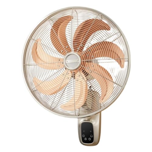 Wall Fan with Remote Control 3 Speeds Strong Wind Cool from Multiple Angles Timer All Metal Material One-piece Body for Living Room, Bedroom, Commercial (Color : Gold, Size : 16in)