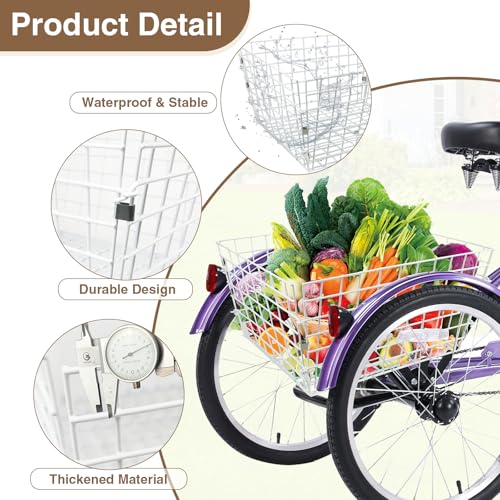 Cesta de triciclo grande capacidade para adulto cesta de carga de triciclo cesta traseira à prova d