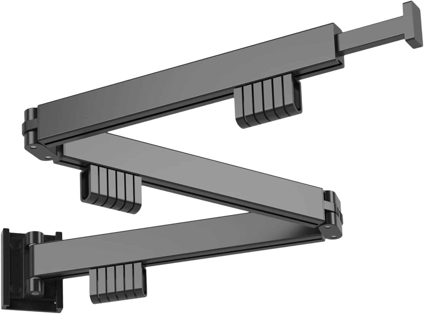 ROYAL POLAR RoyalPolar Wall Mounted Clothes Drying Rack Rotatable Retractable Three-Poles Loop Shape Hooks (Black)