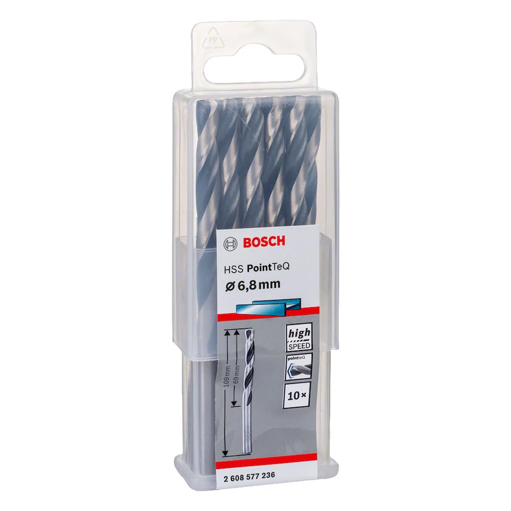 Bosch Gr Accessories 10-Piece Pointteq Hss Twist Drill Bit (For Metal, 6.8 X 69 X 109 Mm, Drill Driver Accessories)