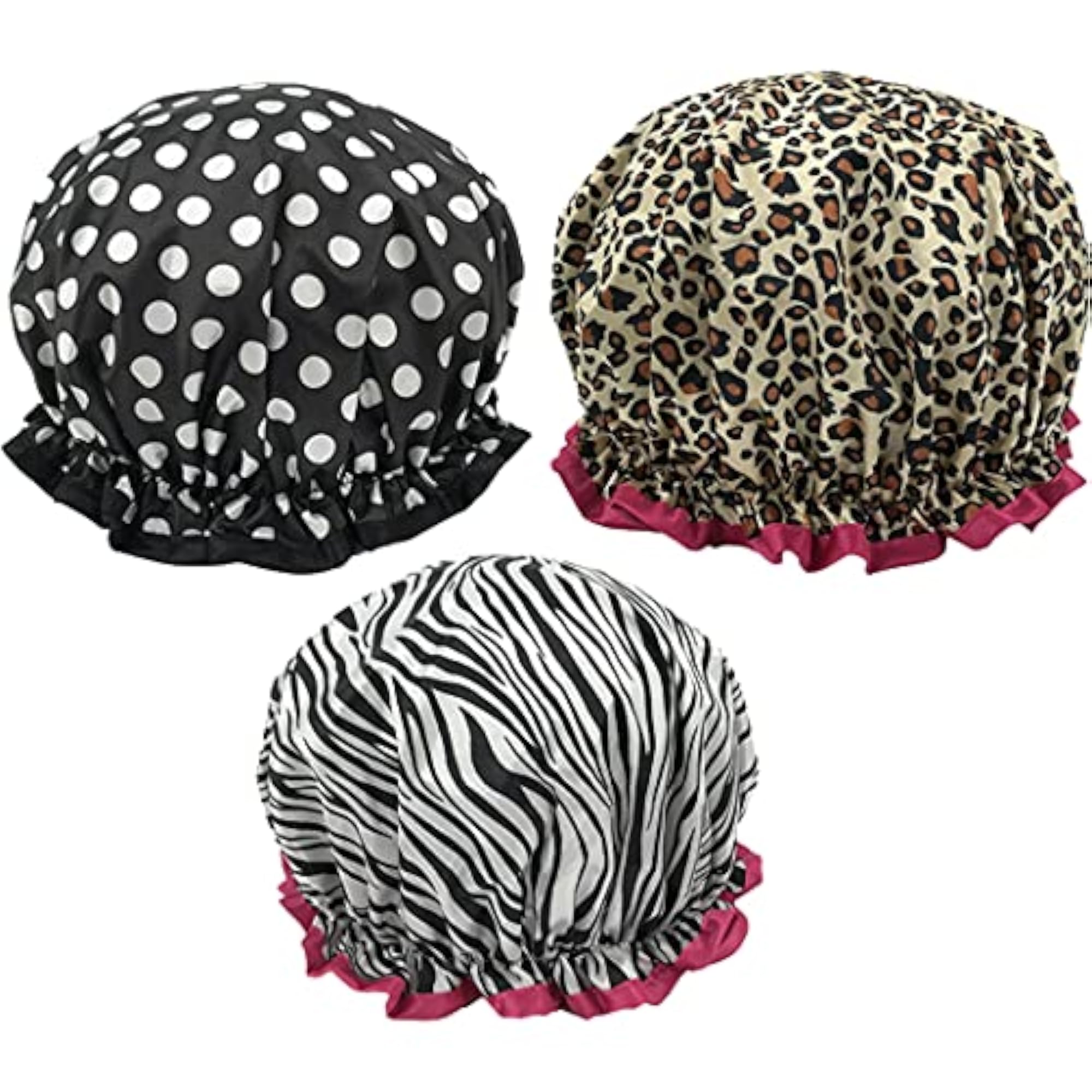 3PCS Waterproof Elastic Printed Shower Caps for Women
