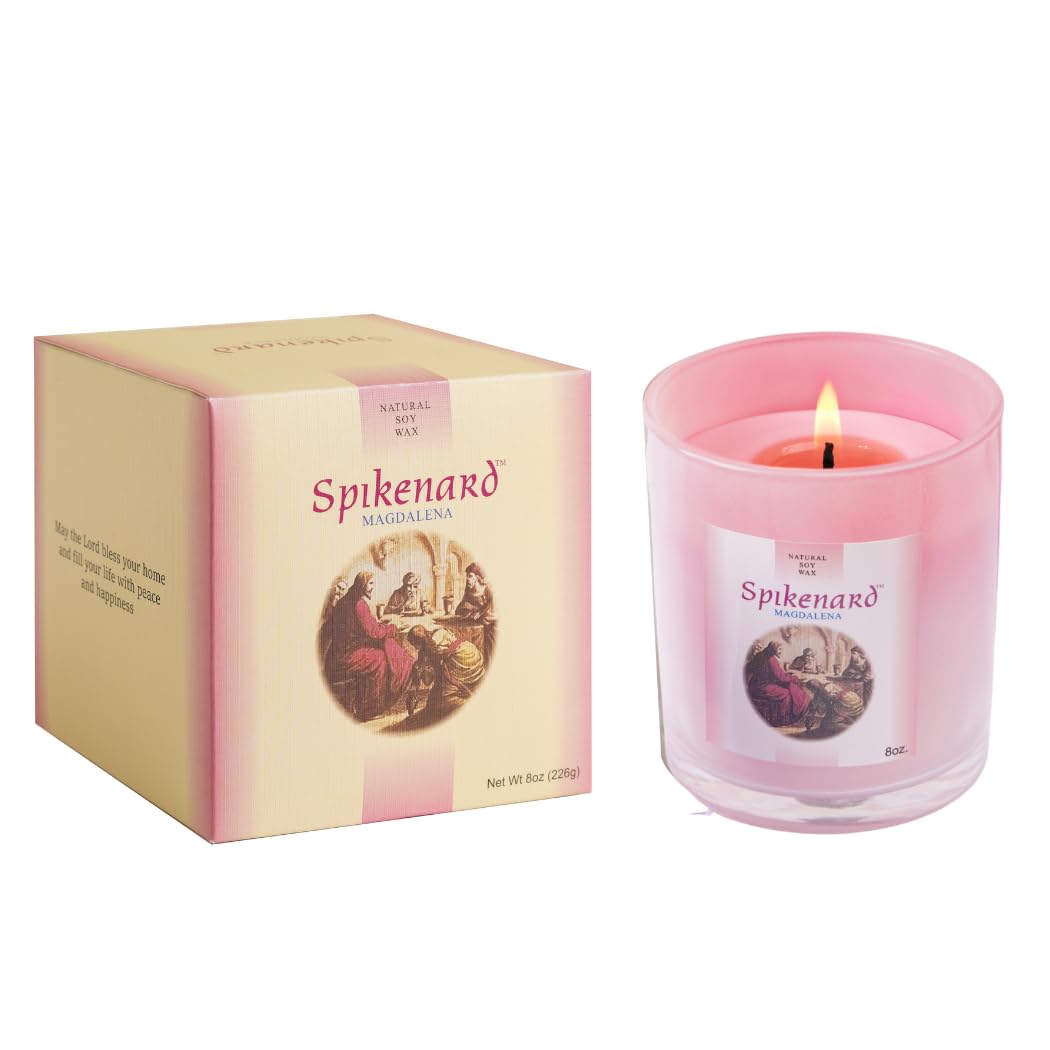 Spikenard MagdalenaScented Classic Candle Jar-Biblical Times Moisturizing Therapeutic Aroma,Single Wick Soy Candle-8oz