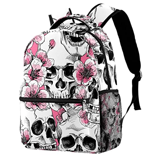 Mochila para portátil juvenil bolsas de viaje calaveras rosa hombre mujer