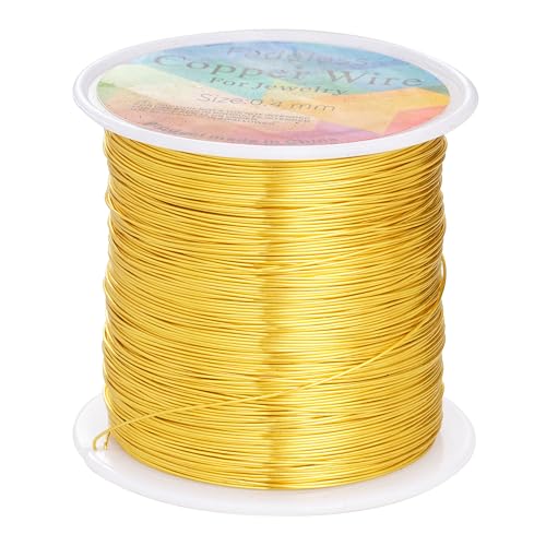 Tarnish Resistant Copper Wires 26 Gauge/0.4mm, 328 Feet, Gold