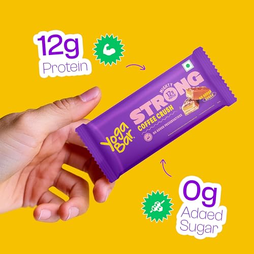 Image of Yogabar Strong Coffee Crush Protein Bars(Pack of 1), 12g Protein, No Added Sugar, No Preservatives