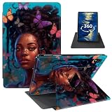 GFRGTFHYT for iPad Air 13 Inch Case M2 (2024) with 360 Degree Rotating Swivel Slim PU Leather Protective Adjustable Stand Smart Cover with Auto Wake/Sleep for iPad Air 13,Butterflies African Girl