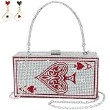 MAYIFDO Diamond Sliver Crystal Evening Bag Rhinestone Bling Money Purses Poker Card Handbags Clutch For Party.（ Ace of hearts
