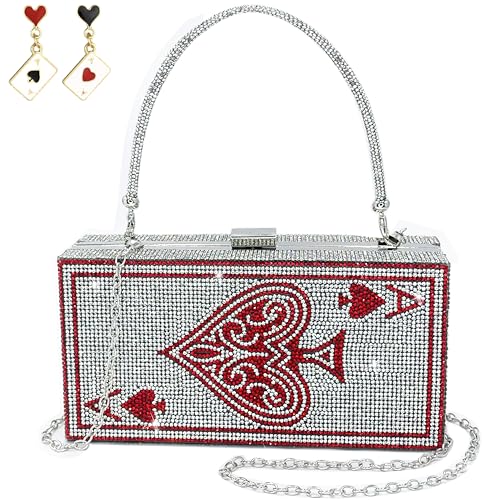 pearl&she Diamond Women Evening Handbags Red Queen bag casino vegas Bag,queen Red Ace of Heart queen scostume rhinestone Clutch Purses. by pearl&she - Used condition - US$22.06