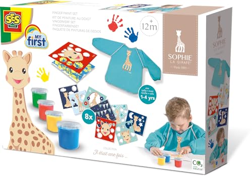 SES Creative Sophie la girafe - Peinture au Doigt Bébé | Non toxique | Végan et Sans Gluten | Made in Holland | Pour les enfants Dès 1 An | 4 Couleurs |...