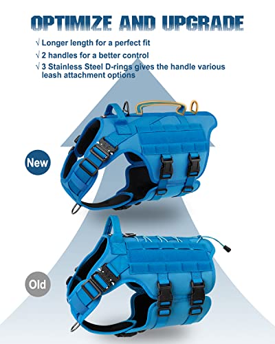 Image of PETNANNY Tactical Dog Harness - No-Pull Service Vest for Large Breeds, with Hook & Loop Patch Panel & MOLLE System | Padded Handle for Walking, Hiking & Training (Blue,XL)