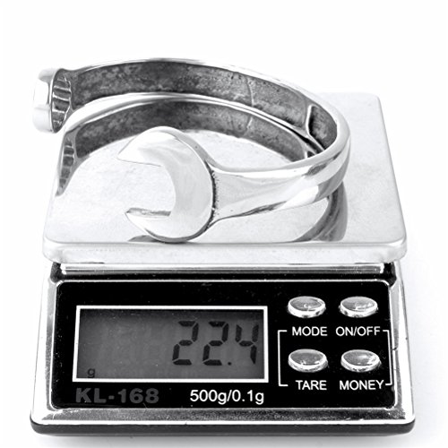 Pulsera ajustable de acero inoxidable con diseño de llave inglesa miniatura 4