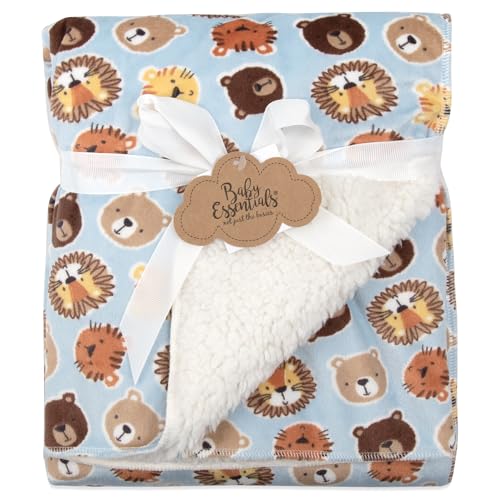 Image of Baby Essentials Sherpa Fleece Baby Blanket 35x30 - Super Soft, Warm Reversible Baby Blankets for Newborns, Infants, Toddlers, and Nursery