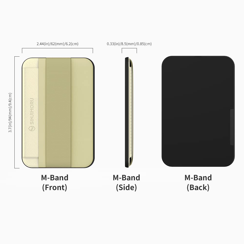 Sinjimoru Magnetic Wallet for iPhone 16/15/14/13/12 Series, Soft Wool Band Grip, Compatible with MagSafe Wallet, Phone Grip Wallet, M-Band Beige