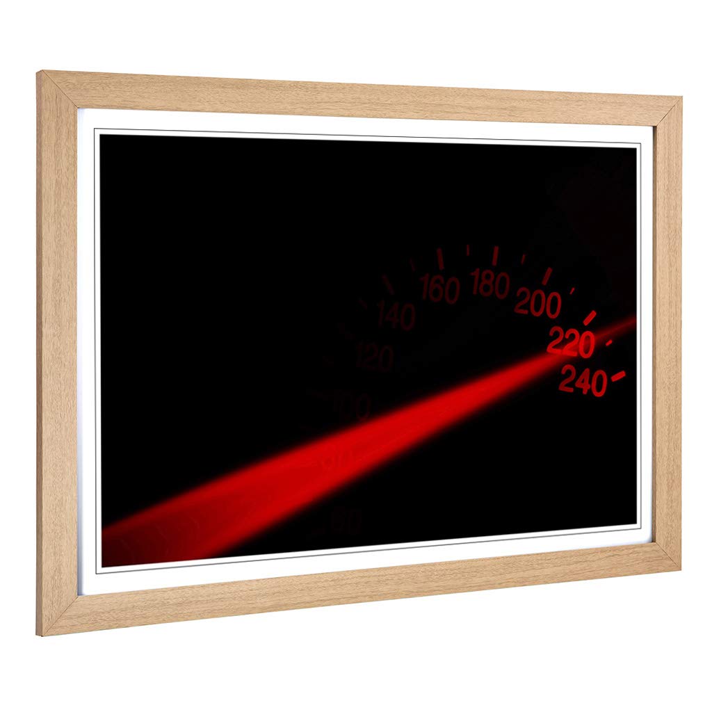 Big Box Art Framed Print of Speedometer MPH (1) Design | Wall Art Picture | Home Decor for Kitchen, Living, Dining Room, Lounge, Bedroom, Hallway, Office, Oak, A2 / 24.5x18 Inch / 62x45cm