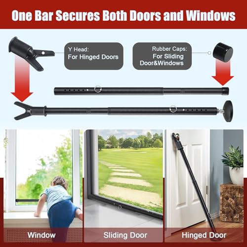 Heavy Duty Door Security Bar, 24.5"-50.7" Adjustable Door Stopper with Large Anti-Slip Base, 360° Swivel Foot, Portable Door Brace for Hinged Doors, Sliding Windows, Hotel & Apartment - Image 5