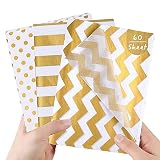  Papel de Papel de Seda de Regalo de 60 Hojas, papel de Seda Dorado Metálico, lunares de Navidad, Papel de Regalo, Accesorio de Regalo para el Hogar, Cocina, Manualidades, Cumpleaños, 60 x 50 cm