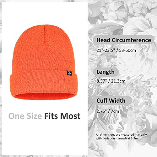 Joywant Knit Orange Beanie Hats For Men Slouchy Acrylic Guys Women Winter Hat Skull Caps All Season Cuffed Unisex Beanies (Fluorescent Red) #TOP1