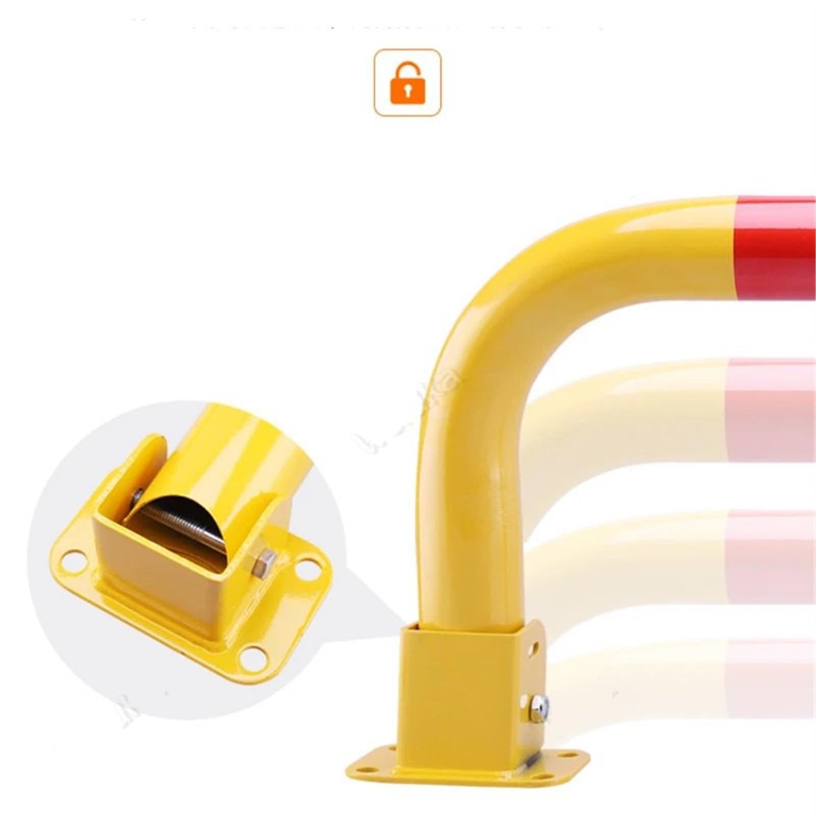 Radstopper Blockverriegelung Stahlrohr-Parksperre Dickes Antikollisionsportal Autogarage Belegungsstellplatzsperre Barriere CD50 Q01 Parkhilfe(80cm with lock)