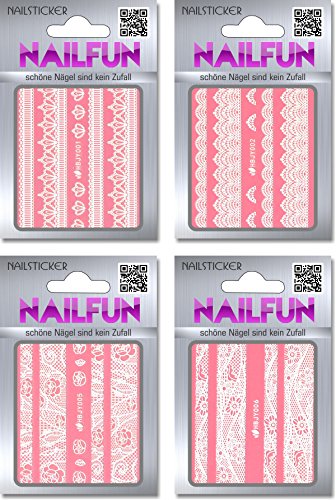 12 Packungen Nailsticker HBJY Set 1 Borten Streifen weiss selbstklebend - Nagelsticker - Nail-Tattoo – Bild 3
