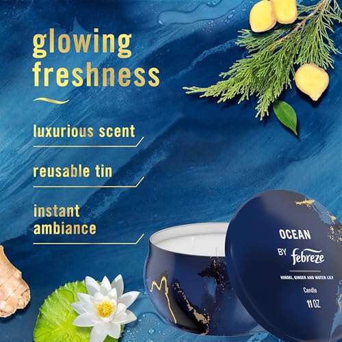 Image of Febreze Scented Candle, Ocean Scent, 11 oz 4 Wick Candle, Single Pack