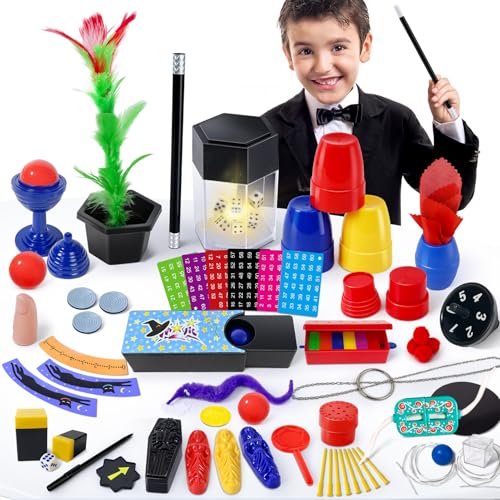 PATIFEED Zauberkasten, 60 Zaubertricks für Kinder im Alter von 6-8 Jahren,...