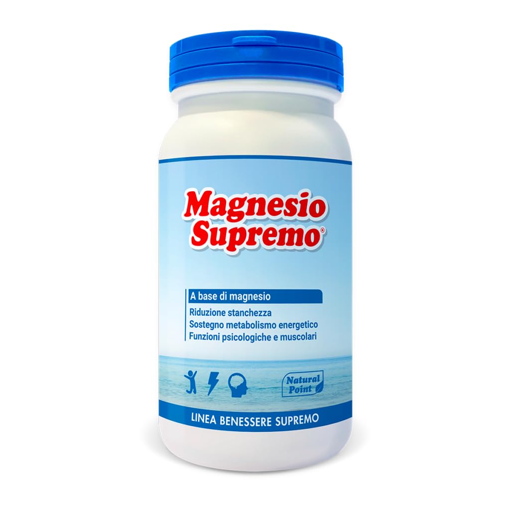 Natural point magnesio supremo 150 grammi - riduce stress e stanchezza dovute dall'affaticameno, senza lattosio, adatto ai vegani, utile per lo sport