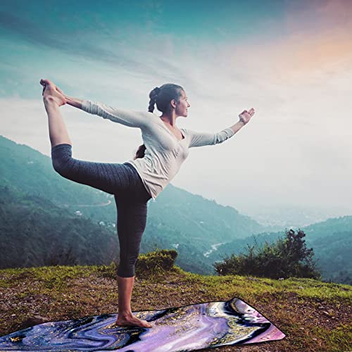 Qiyi Large Yoga Mat Towel With Corner Pockets, Non Slip Sweat Absorbent Hot Yoga Towels, Soft Yoga Blankets With Travel Bag, Skidless Mat Cover For Workout, Gym, Fitness - 74"X26", Purple & Pink Grain #TOP7