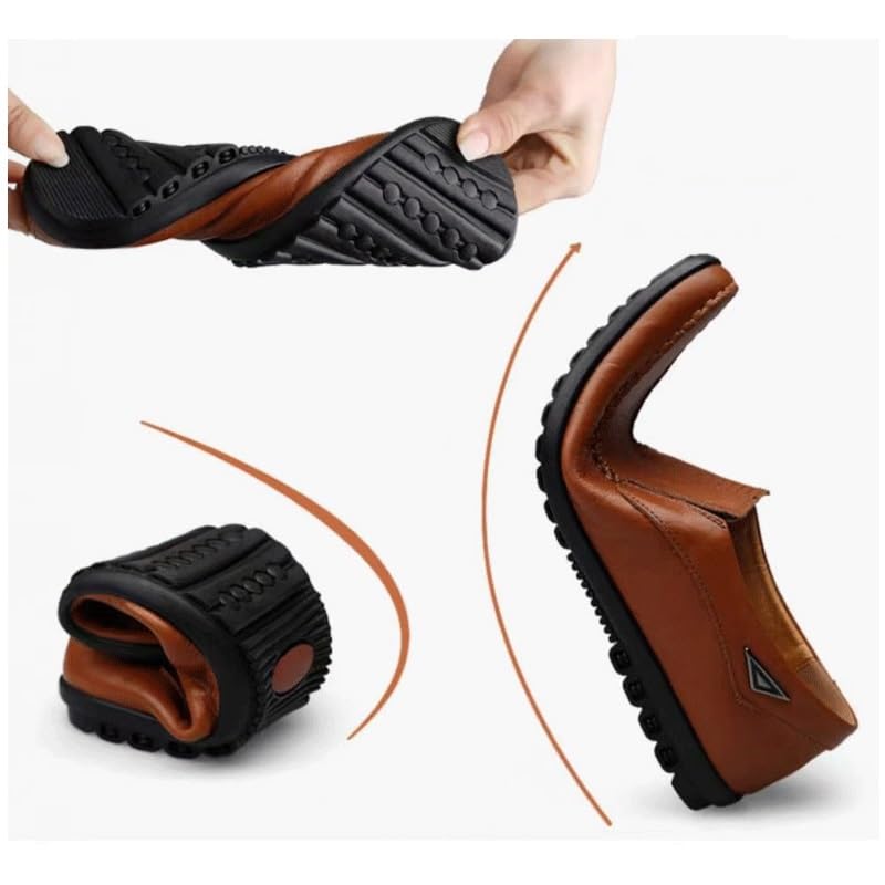 Men's Casual Flats Soft Driving Walking Loafer Shoes Mens Business Casual Patent Leather Formal Oxford Slip On Dress Shoes(Black,8.5)3