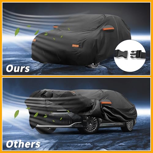 Image of Car Cover Waterproof All Weather Sun Rain Protection Full Exterior Cover for Toyota Crown Sedan 190T-PU Black with Left Side Zippers
