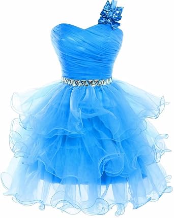 CharmingBridal One Shoulder Puffy Homecoming Dress Cocktail Party Prom Dresses