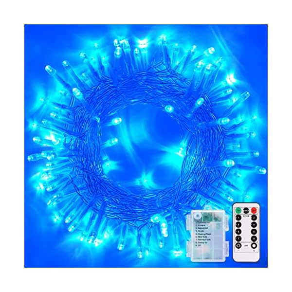 Blaue batteriebetriebene Weihnachtslichter, JMEXSUSS 10 m 100 LED batteriebetriebene Lichterkette, Twinkle Fairy Mini…