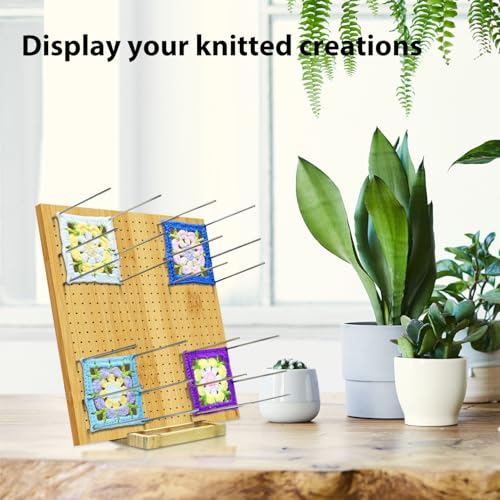 Image of LIVSMON 13 Inch Crochet Blocking Board, Handcrafted Knitting Blocking Mat for Perfect Knitting and Granny Squares, Full Kit with 30 Stainless Steel Rod Pins, Gifts for Grandmothers, Mothers