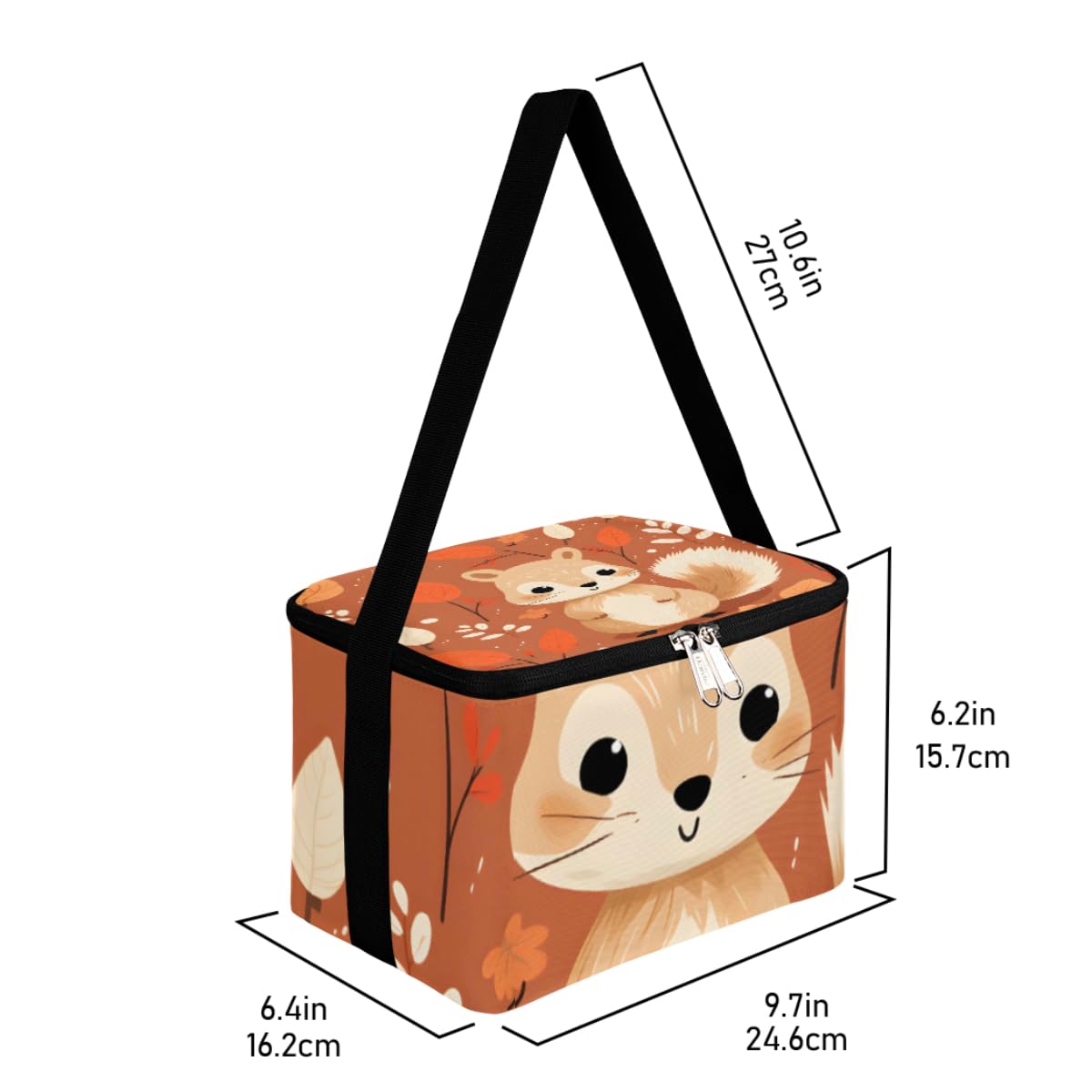 GzLeyigou Lunch Bags for Women Men 9 Cans,Squirrel Hot & Cold Food Delivery Bag Insulated Grocery Bag Insulated Lunch Box Fall Squirrel Cooler Bag for Office Work Picnic Beach